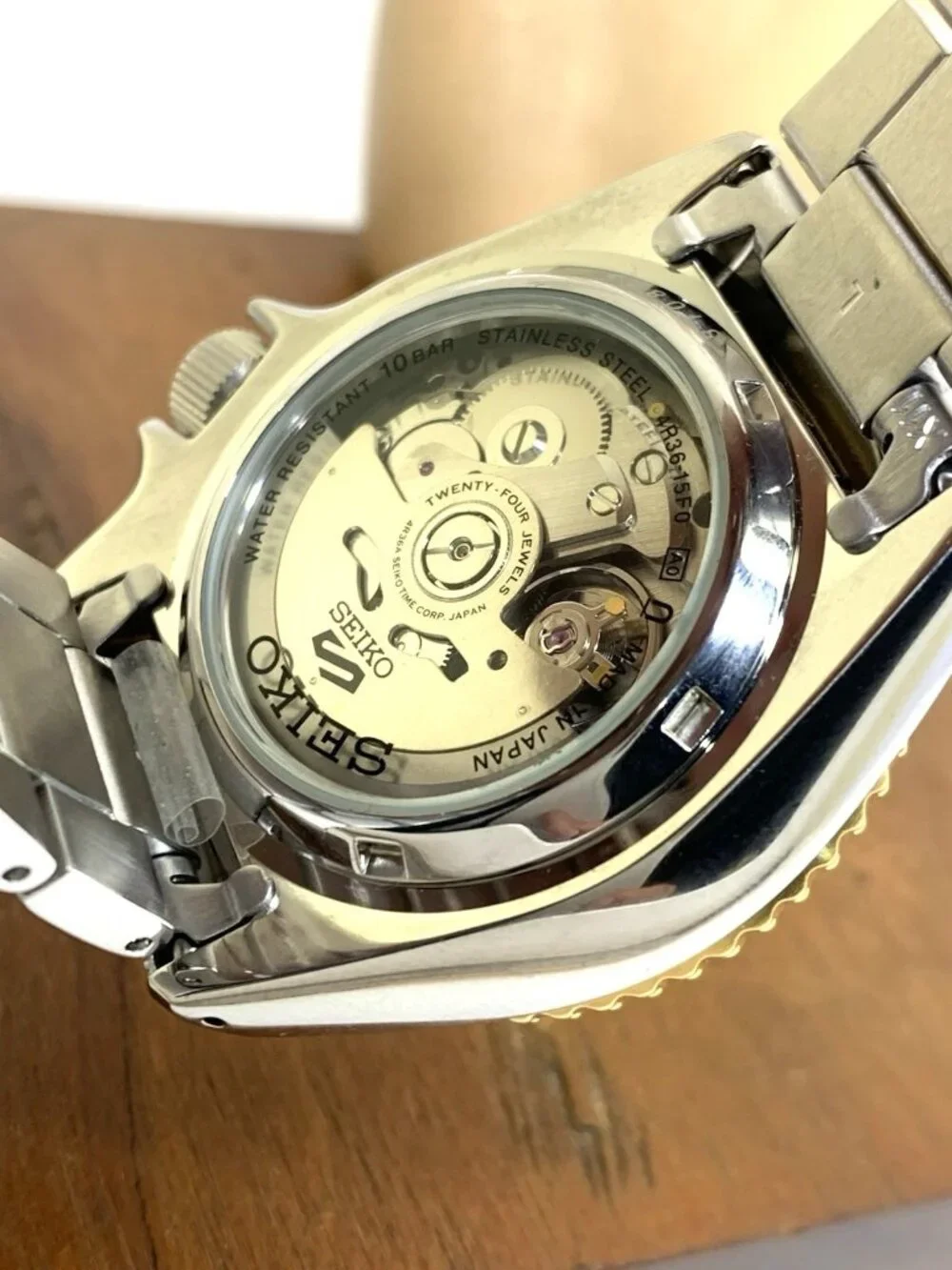 Seiko 5 Sports Men's Watch SRPK24 Automatic Brown Dial Two Tone Steel 42.5mm